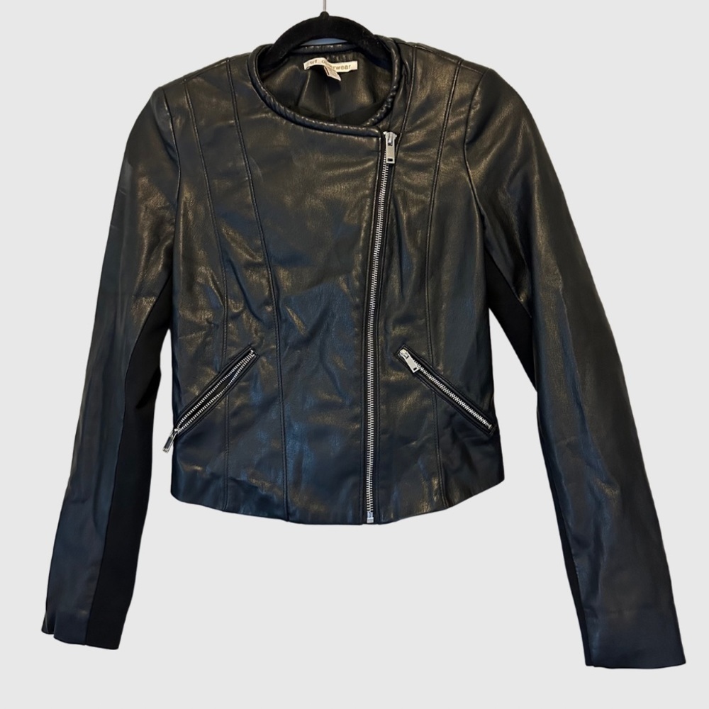 TRF OUTERWEAR ZARA BLACK FAUX MOTO STYLE JACKET